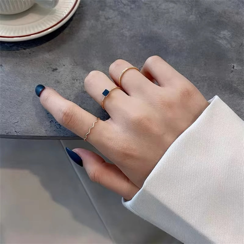 Fashion Double-Layer Cross Zircon Ring for Women Gold Silver Color Adjustable Finger Rings Bling Korean Elegant Jewelry Gift