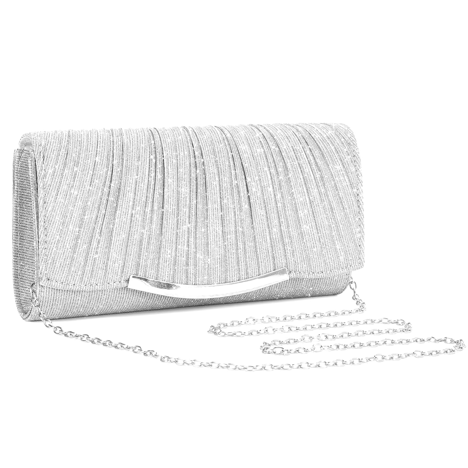 Evening Clutch Bags Fashion Women Elegant Silver Gold Shiny Handbag Wedding Party Long Purses Banquet Clutch Purses Shoulder Bag